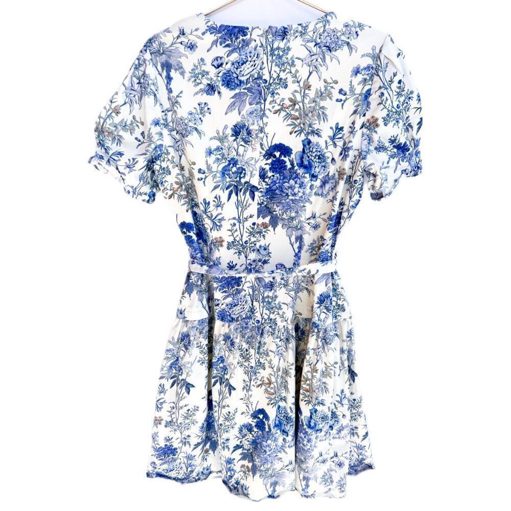Antonio Melani Jessie Blue Skies White Floral Short Sleeve Drop Waist Dress 14 - Picture 10 of 12
